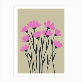 Minimal Pink Flowers Poster