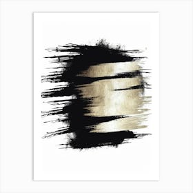 Black And White Brush Strokes Art Print