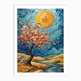 Sunset Tree By Vincent Van Gogh Art Print