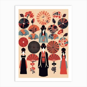 Japanese Fans Sensu Illustration 10 Art Print
