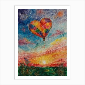 Heart Balloon At Sunset Art Print