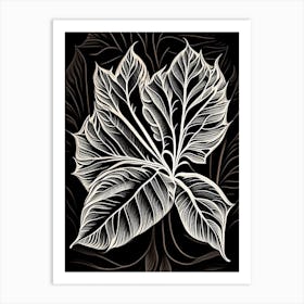 Peach Leaf Linocut 4 Art Print