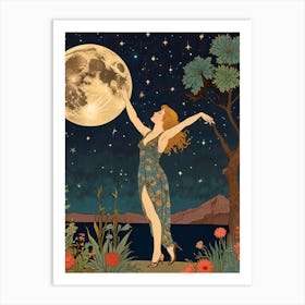 Moon And Stars Art Print