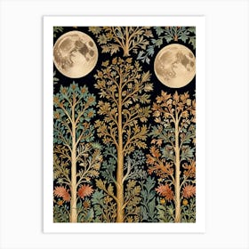 William Morris Moonlight Trees Art Print