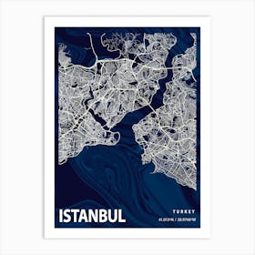 Istanbul Crocus Marble Map Art Print