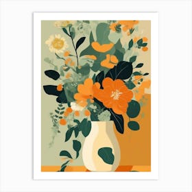 Warm Flowers In A Vase Art Print