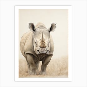 Simple Illustration Of A Rhino 8 Art Print