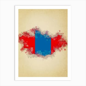 Mongolia Flag Vintage Art Print