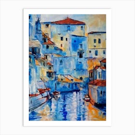 Port Of Corfu Greece Abstract Block 2 harbour Art Print