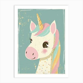 Rainbow Pastel Unicorn Storybook Style 1 Art Print