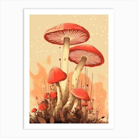 Retro Mushrooms 4 Art Print