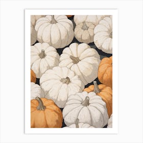 Neutral Pumpkin Patch Illustration Art Print
