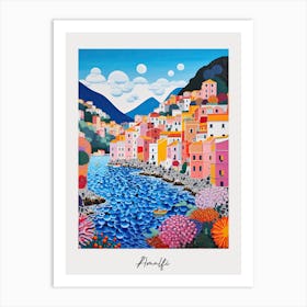Poster Of Amalfi, Italy, Illustration In The Style Of Pop Art 3 Art Print