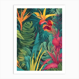 Tropical Plants Brightly Coloured Art Print