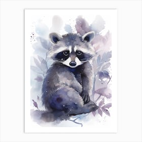 A Nocturnal Raccoon Watercolour Illustration Storybook 4 Art Print