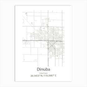 Dinuba,United States Minimalist Map 1 Art Print