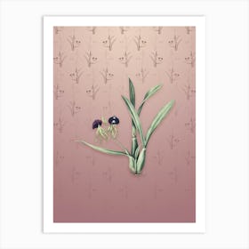 Vintage Clamshell Orchid Botanical on Dusty Pink Pattern n.2139 Art Print
