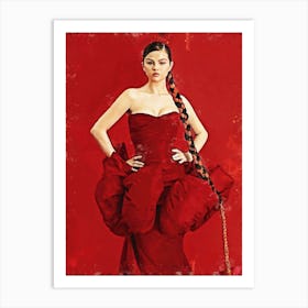 Selena Gomez Red Dress Art Print