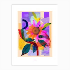 Daisy 2 Neon Flower Collage Poster Art Print