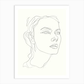 Portrait Of A Woman Hand Drawing Line Art 17 Art Print