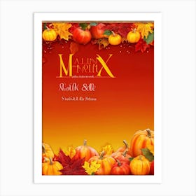 Autumn Sale Banner Vibrant Oranges Deep Reds And Warm Golds Spotlight Festive Design Leaves Gent Art Print