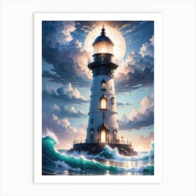 A Lighthouse In The Middle Of The Ocean 13 Art Print