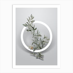 Vintage Goji Berry Branch Minimalist Floral Geometric Circle on Soft Gray n.0047 Art Print