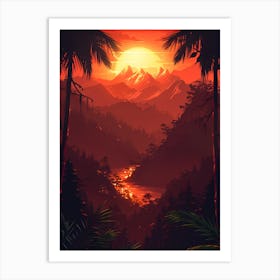 Sunset In The Jungle 1 Art Print