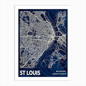 St Louis Crocus Marble Map Art Print