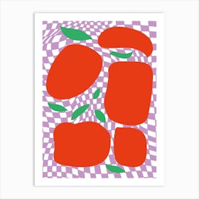 Checkerboard Pastel Lilac Apples Art Print
