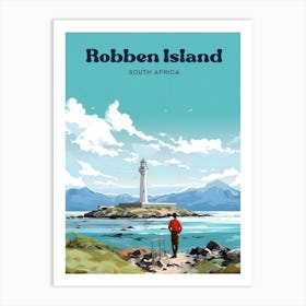 Robben Island South Africa Lighthouse Modern Travel Art Art Print