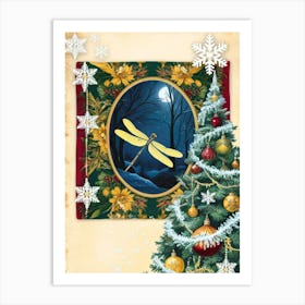 Dragonfly Christmas Art Print