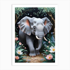 Elephant In The Forest Art Print