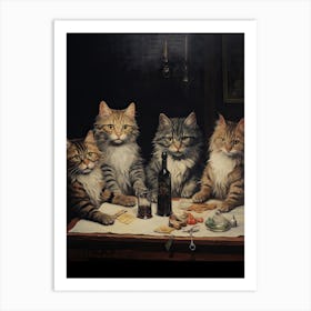The Bachelors Party, Louis Wain Cats 1 Art Print