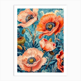 Poppies Inspired By William Morris 7 Art Print