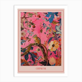 Floral Animal Painting Chipmunk 4 Poster Art Print