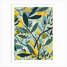 Pecan Tree Flat Illustration 1 Art Print