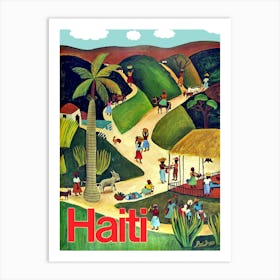 Haiti, Painting Of Traditional Village Art Print