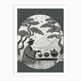 A Tea Ceremony In A Tranquil Garden Setting Ukiyo-E Style Art Print