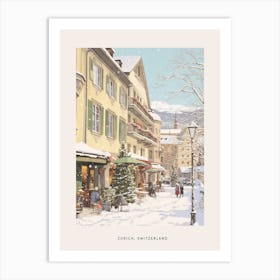 Vintage Winter Poster Zurich Switzerland 4 Art Print