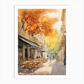 Athens Greece In Autumn Fall, Watercolour 1 Art Print