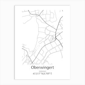 Oberwingert,Switzerland Minimalist Map Art Print