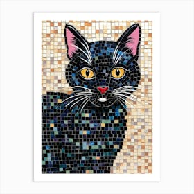 Black Cat Mosaic Art Print