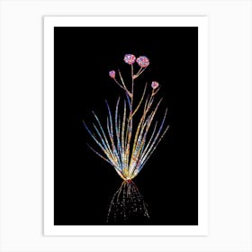 Stained Glass Blue Corn Lily Mosaic Botanical Illustration on Black n.0310 Art Print