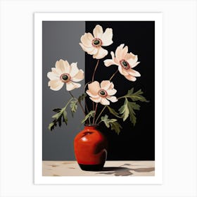 Bouquet Of Japanese Anemone Flowers, Autumn Fall Florals Painting 2 Art Print