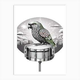 Paco Parrot On Drum Art Print