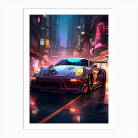 Porsche Gt3 At Night Art Print