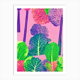 Lettuce Risograph Retro Poster Art Print