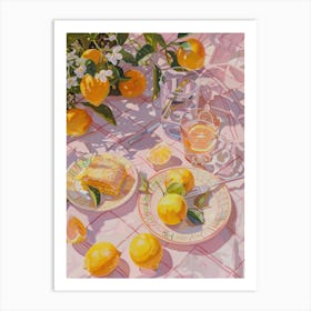 Pink Breakfast Food Lemon Cake 1 Art Print