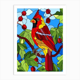 Stained Glass Cardinal 1 Art Print